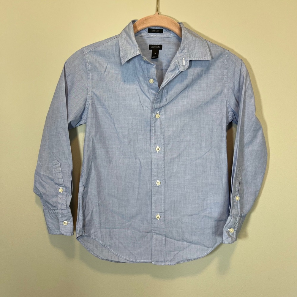 J.Crew Crewcuts Boys Ludlow Dress Shirt Light Blue Cotton Size 8